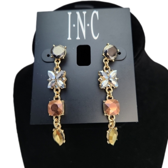INC International Concepts Jewelry - ♡ INC Gold-Tone Multi-Stone  Linear Drop Earring